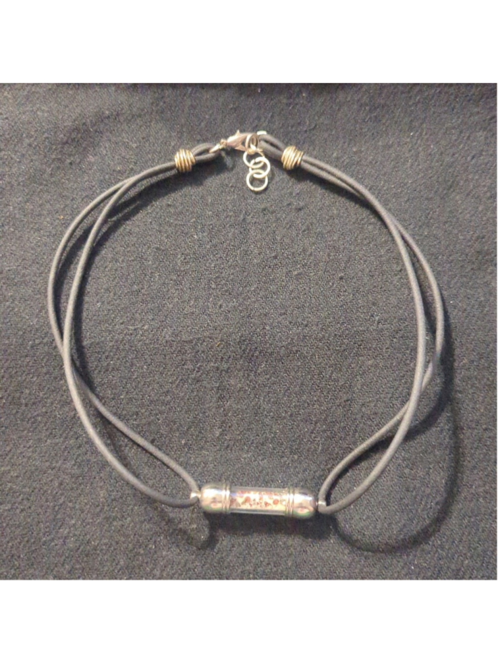 Silver Tone Thai Buddhist Takrut Amulet Vial Pendant Statement Necklace